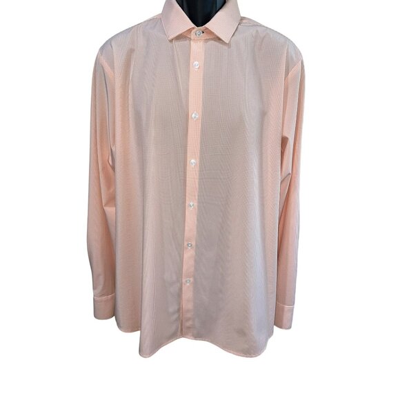 Mizzen+Main Leeward Collection Mens Orange Checkered Dress Shirt X-Large Trim Fi - Picture 10 of 11